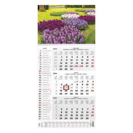 T077, 1 tömbből álló 3 havi speditőr naptár - Kert fejrésszel