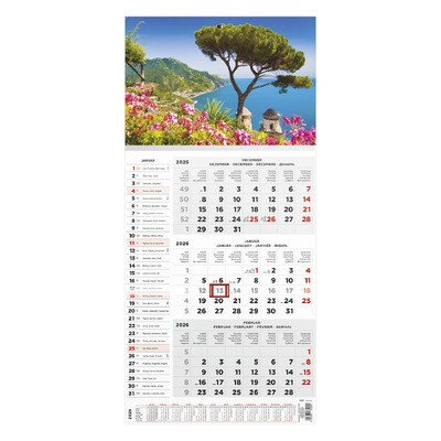T077, 1 tömbből álló 3 havi speditőr naptár - Táj fejrésszel