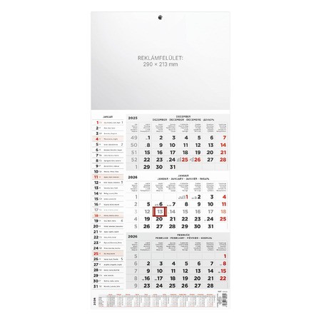 T077, 1 tömbből álló 3 havi speditőr naptár - Üres, nyomtatható fejrésszel