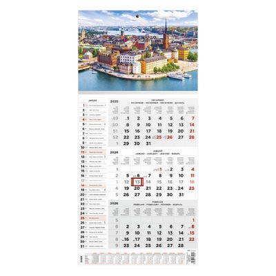 T077, 1 tömbből álló 3 havi speditőr naptár - Város fejrésszel