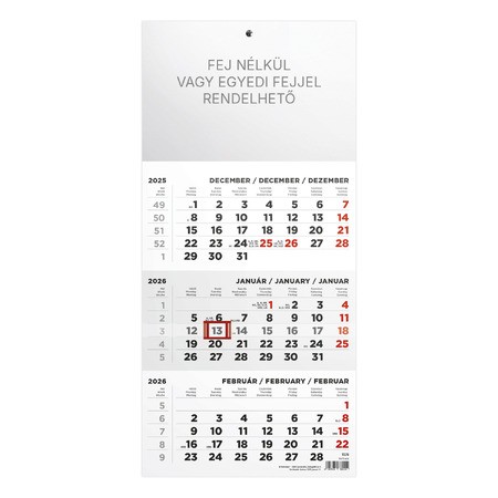 T078, 1 tömbből álló 3 havi speditőr naptár - Fejrész nélkül