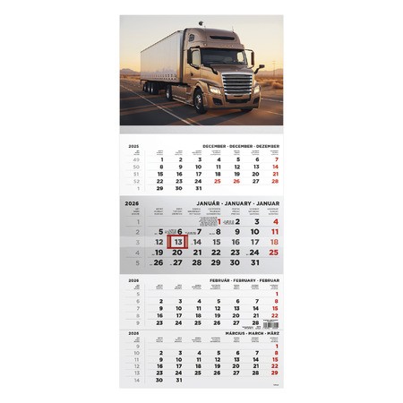 T079, 1 tömbből álló 4 havi speditőr naptár - Kamion fejrésszel