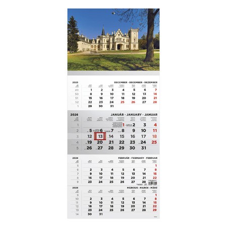 T079, 1 tömbből álló 4 havi speditőr naptár - Kastély fejrésszel