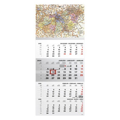 T079, 1 tömbből álló 4 havi speditőr naptár - Magyarország térkép fejrésszel