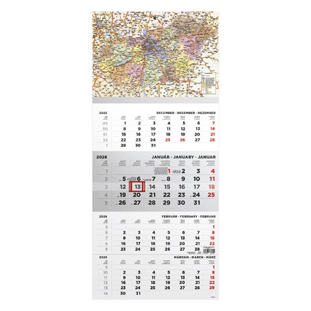 T079, 1 tömbből álló 4 havi speditőr naptár - Magyarország térkép fejrésszel