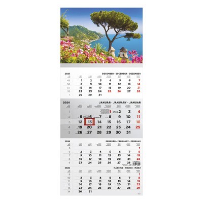 T079, 1 tömbből álló 4 havi speditőr naptár - Táj fejrésszel