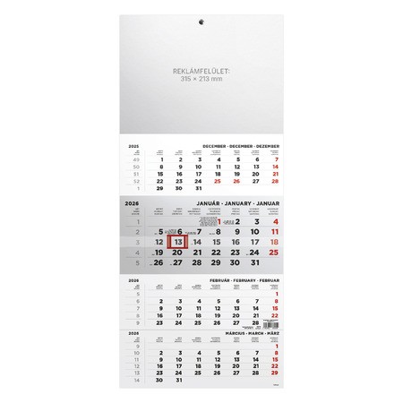 T079, 1 tömbből álló 4 havi speditőr naptár - Üres, nyomtatható fejrésszel