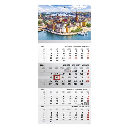 T079, 1 tömbből álló 4 havi speditőr naptár - Város fejrésszel