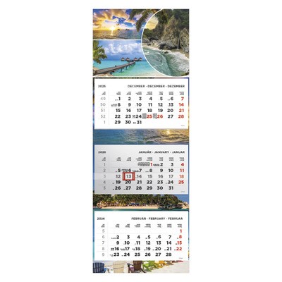 T080, 3 tömbből álló 3 havi speditőr naptár színes hátkartonnal - Beach fejrésszel