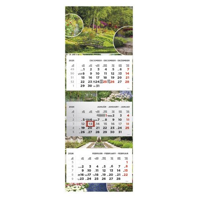 T080, 3 tömbből álló 3 havi speditőr naptár színes hátkartonnal - Kertek fejrésszel