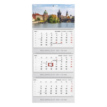 T082, 3 tömbből álló 3 havi spirálos speditőr naptár - Város fejrésszel