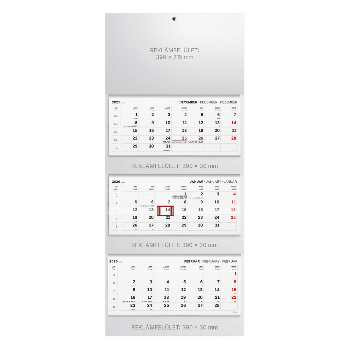 T083, 3 tömbből álló 3 havi speditőr naptár - Üres, nyomtatható fejrésszel T083, 3 tömbből álló 3 havi speditőr naptár - Üres, nyomtatható fejrésszel