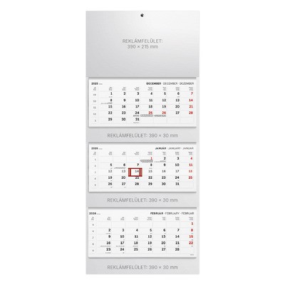 T083, 3 tömbből álló 3 havi speditőr naptár - Üres, nyomtatható fejrésszel