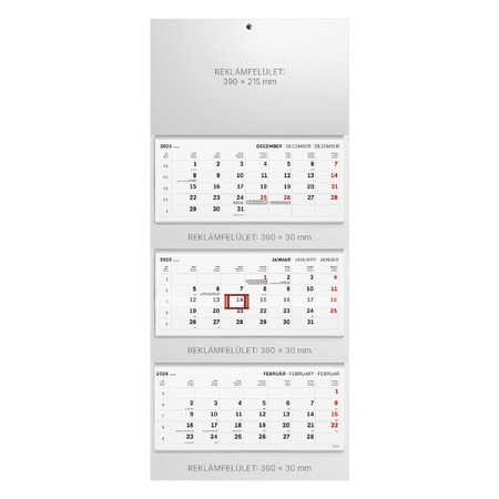 T083, 3 tömbből álló 3 havi speditőr naptár - Üres, nyomtatható fejrésszel