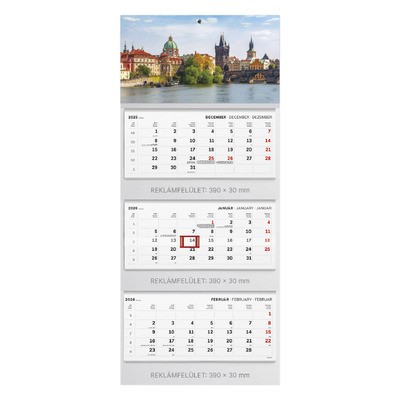 T083, 3 tömbből álló 3 havi speditőr naptár - Város fejrésszel