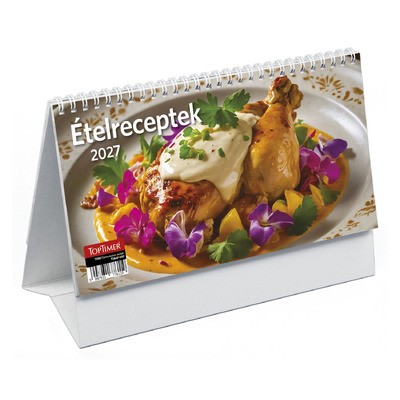 Ételreceptek, képes álló papírtáblás asztali naptár T058