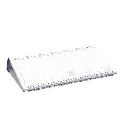 Fekvő fehér lapos asztali naptár T050, Kék