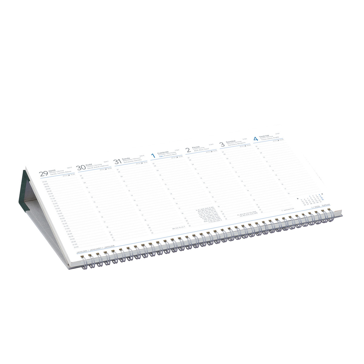 Fekvő fehér lapos asztali naptár T050, Zöld Fekvő fehér lapos asztali naptár T050, Zöld