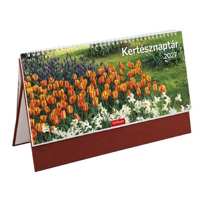 Kertész, képes, álló csonkalapos asztali naptár T054, Bordó