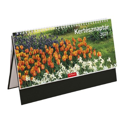 Kertész, képes, álló csonkalapos asztali naptár T054, Fekete