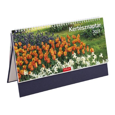 Kertész, képes, álló csonkalapos asztali naptár T054, Kék