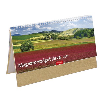 Magyarországot járva, képes, álló asztali naptár T056, Bézs