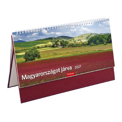 Magyarországot járva, képes, álló asztali naptár T056, Bordó