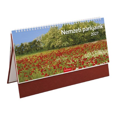 Nemzeti park, képes álló csonkalapos asztali naptár T054, Bordó
