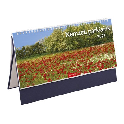 Nemzeti park, képes álló csonkalapos asztali naptár T054, Kék