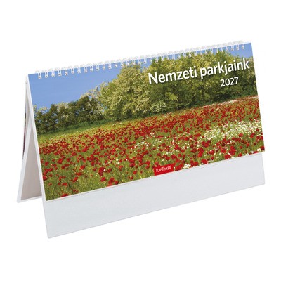 Nemzeti park, képes álló papírtáblás csonkalapos asztali naptár T054, Fehér