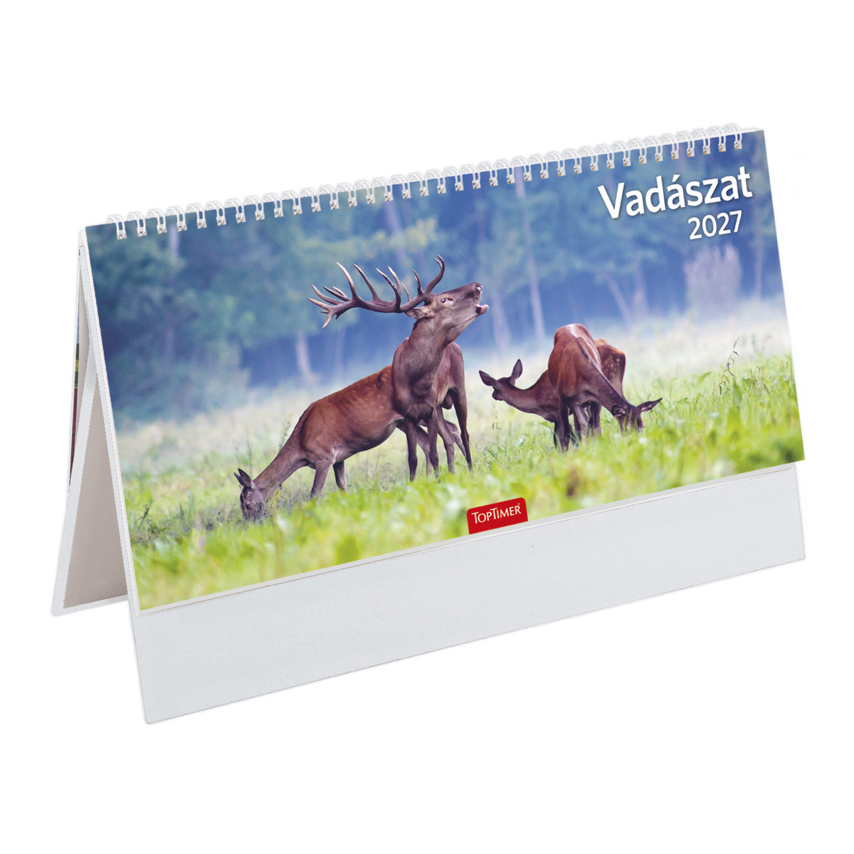Vadászat, képes, álló papírtáblás csonkalapos asztali naptár T054, Fehér Vadászat, képes, álló papírtáblás csonkalapos asztali naptár T054, Fehér