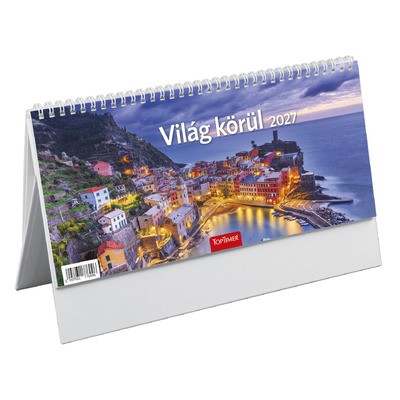 Világ körül, képes álló papírtáblás asztali naptár T063