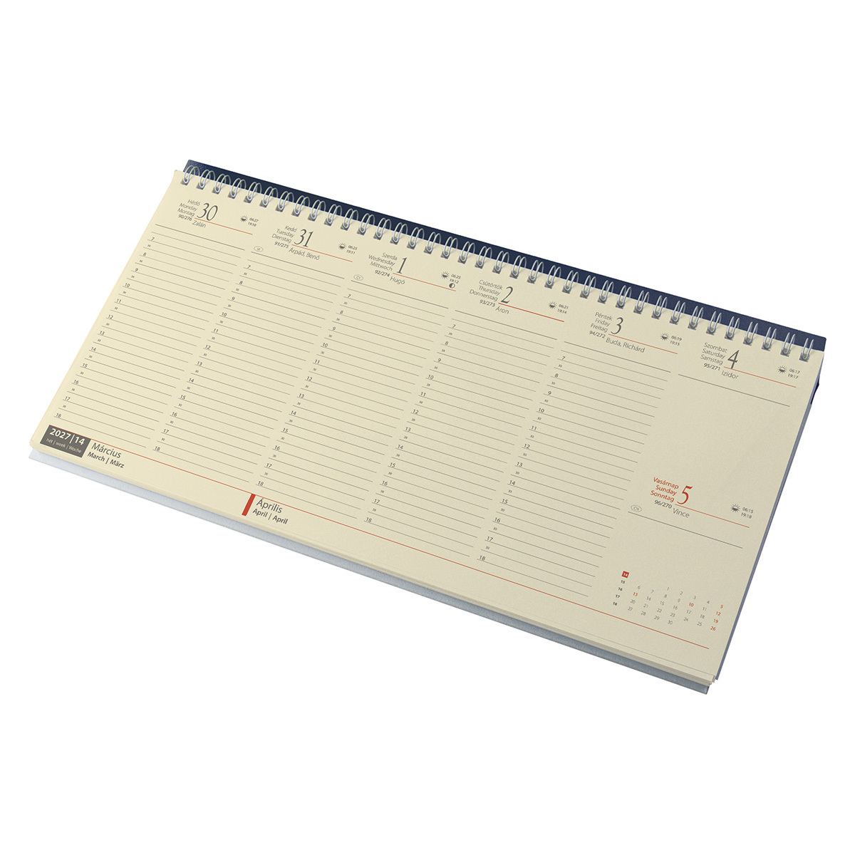 Fekvő, chamois lapos asztali naptár RS7932, Kék Fekvő, chamois lapos asztali naptár RS7932, Kék
