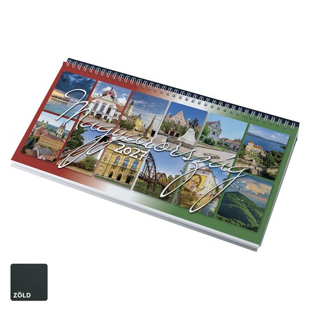 Magyarország, képes fekvő asztali naptár RS7991, Zöld