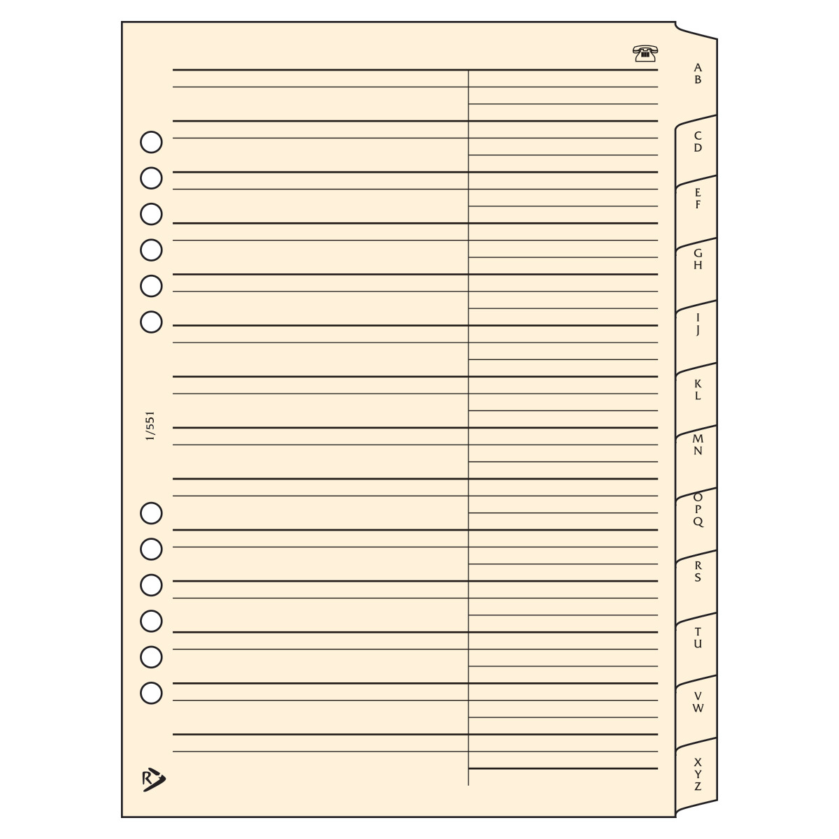 Telefonregiszter - RS551L, Krém (Chamois) Telefonregiszter - RS551L, Krém (Chamois)