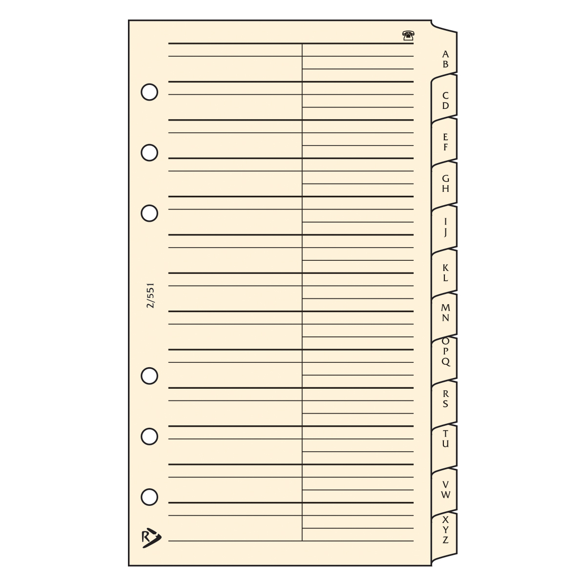 Telefonregiszter - RS551M, Krém (Chamois) Telefonregiszter - RS551M, Krém (Chamois)