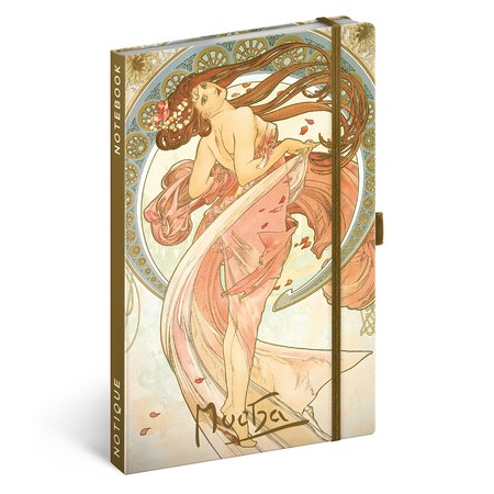 Alphonse Mucha - Dance, keménytáblás vonalas notesz, 13x21 cm