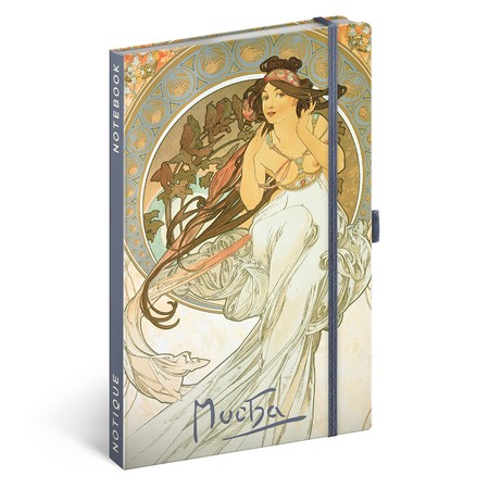 Alphonse Mucha - Music, keménytáblás vonalas notesz, 13x21 cm