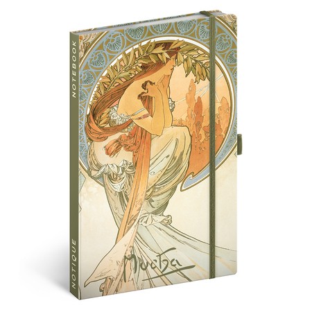 Alphonse Mucha - Poetry, keménytáblás vonalas notesz, 13x21 cm