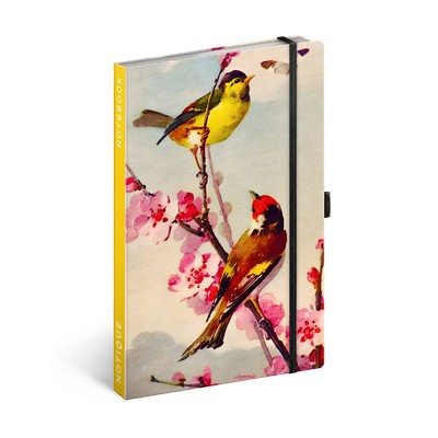 Birds - Sakura by Kateřina Winterová, keménytáblás vonalas notesz, 13x21 cm