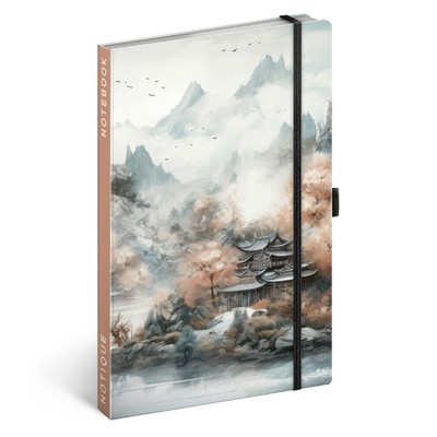 Japan, keménytáblás vonalas notesz, 13x21 cm