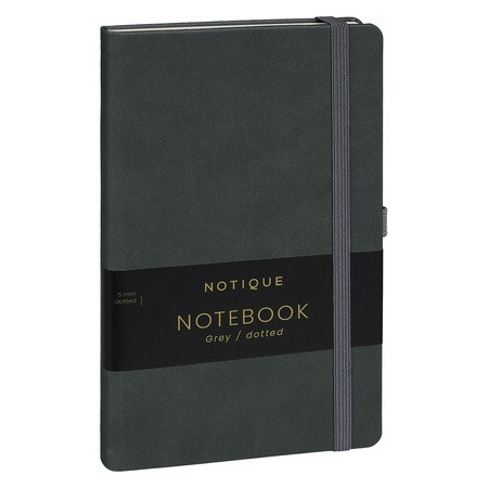 Notique, keménytáblás pontozot notesz, Gray, 13x21 cm