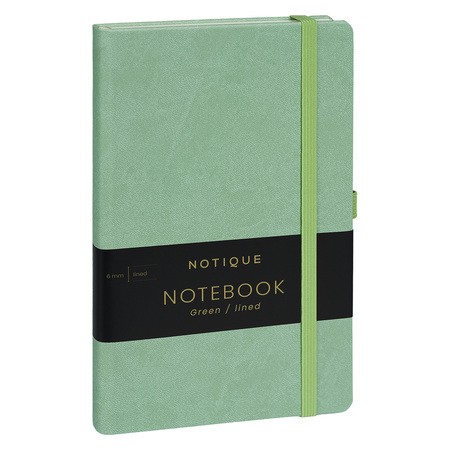 Notique, keménytáblás vonalas notesz, Green, 13x21 cm