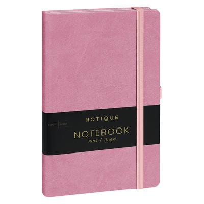 Notique, keménytáblás vonalas notesz, Pink, 13x21 cm