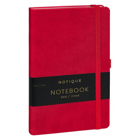 Notique, keménytáblás vonalas notesz, Red, 13x21 cm