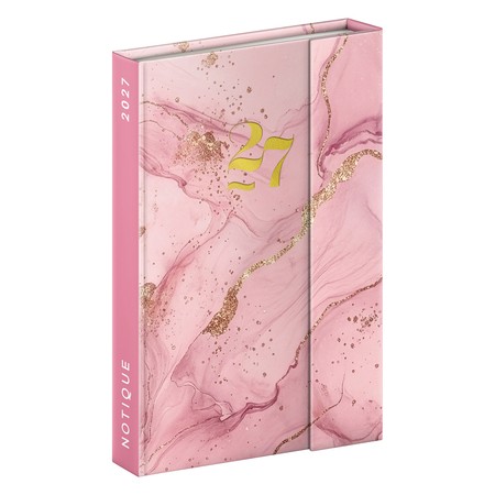 Pink Marble, mágnessel záródó heti beosztású naptár 2027, 11x16 cm