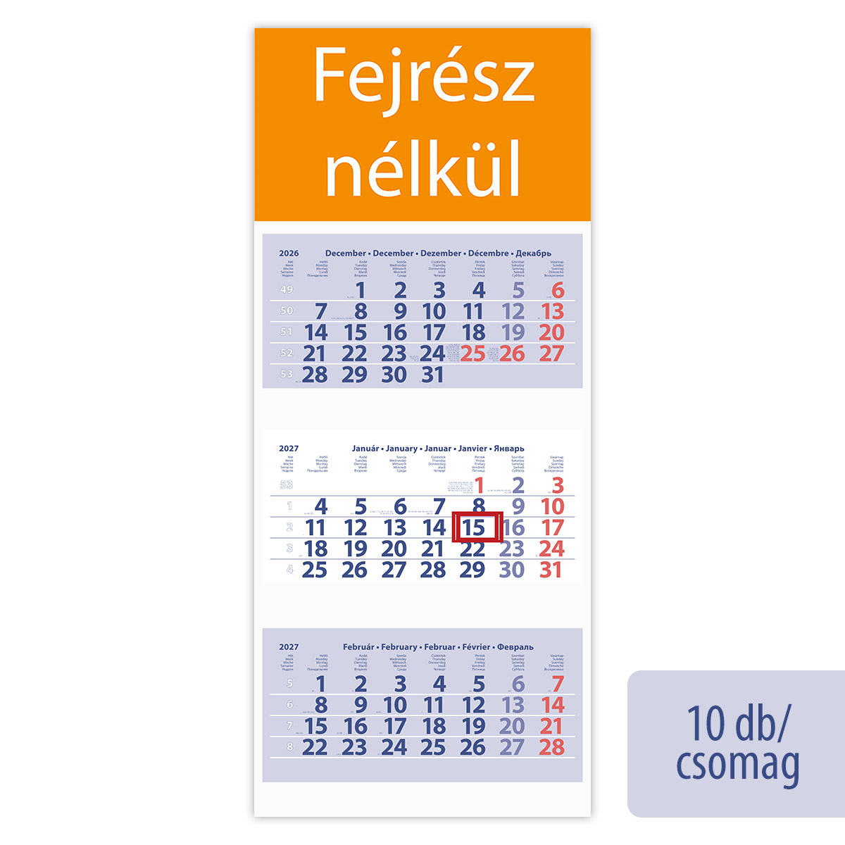 Maxi Club, 3 tömbös 3 hónapos speditőr naptár - Fejrész nélkül, 10db/csomag Maxi Club, 3 tömbös 3 hónapos speditőr naptár - Fejrész nélkül, 10db/csomag