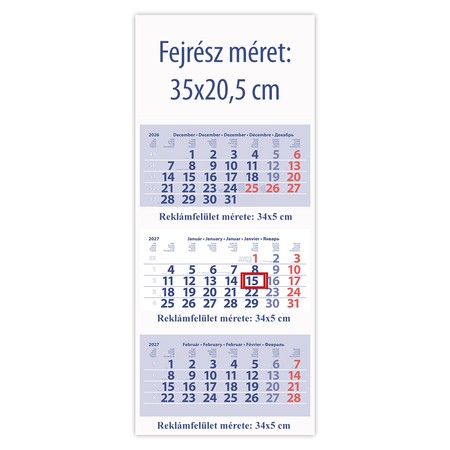 Maxi Club, 3 tömbös 3 hónapos speditőr naptár - Üres, nyomtatható fejrésszel