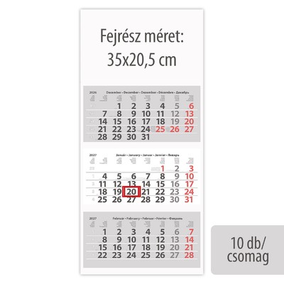 Medium Classic, 3 tömbös 3 hónapos speditőr naptár - Üres, nyomtatható fejrésszel, 10db/csomag