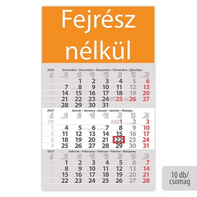 Primus Classic, 12 lapos speditőr naptár - Fejrész nélkül, 10db/csomag